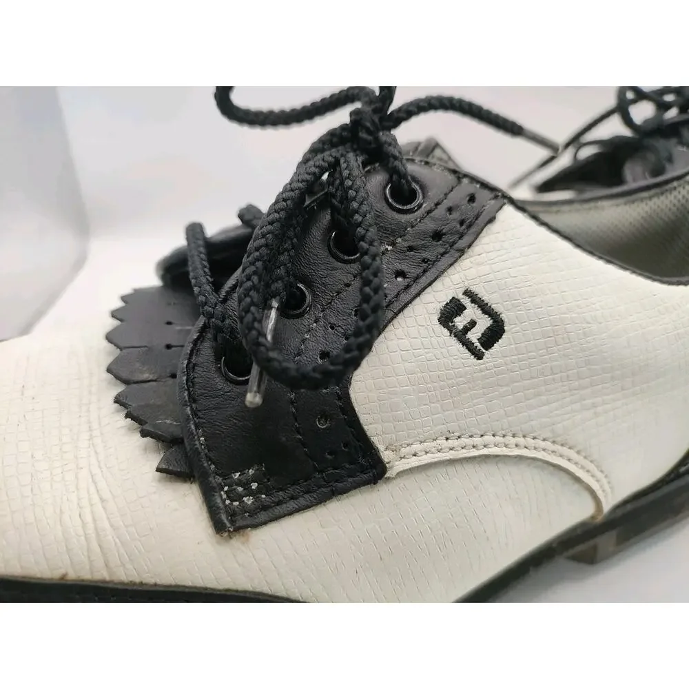 FootJoy SoftJoys Terrains Black White Golf Shoes 98347 Women's Sz 7.5 M